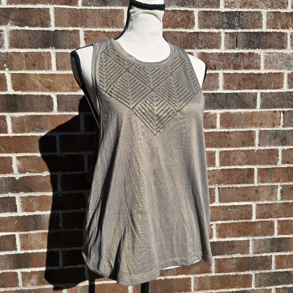 Lululemon Athletica Gold Gray Geometric Tank Top Size 8 Athleisure Workout